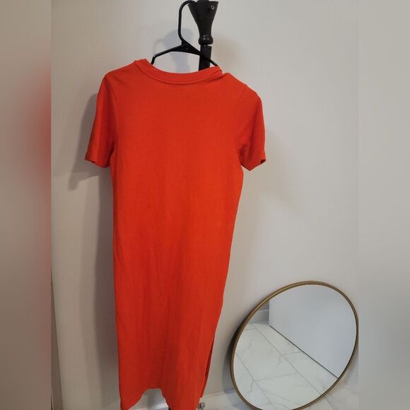 Sezane Classic Orange Midi Shirt Dress - Picture 5 of 8